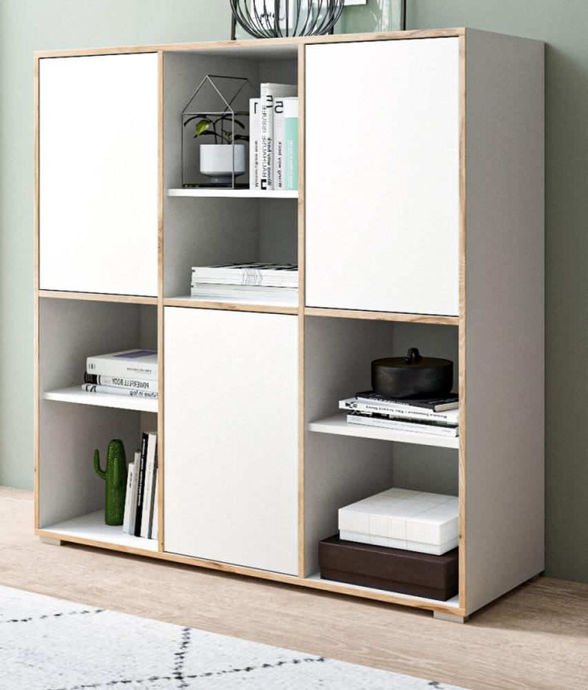 Highboard Jesper in weiß und Eiche 122x123 cm Bild 1