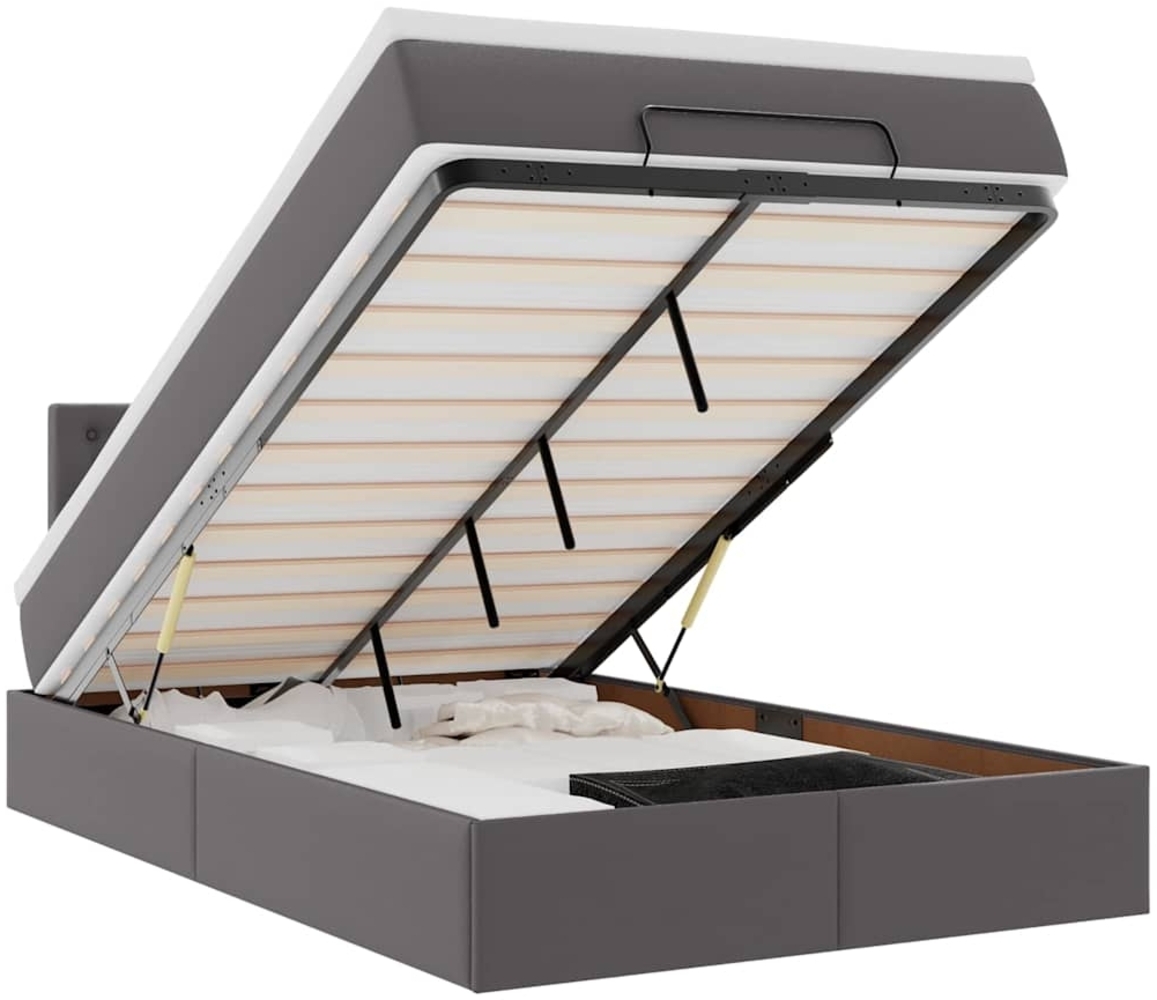 vidaXL Ottoman-Bett mit Matratzen & LEDs Grau 120x200 cm Kunstleder 3312150 Bild 1