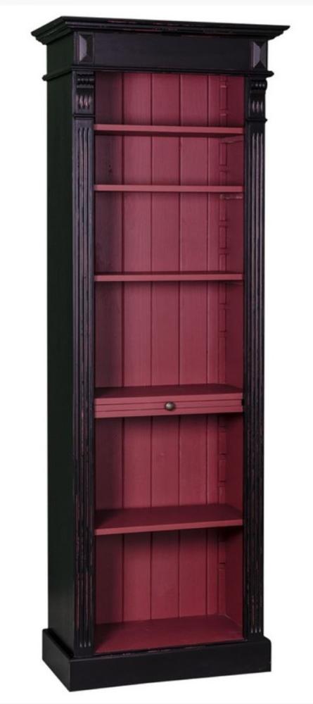 Casa Padrino Landhausstil Regalschrank Antik Schwarz / Brombeerfarben 70 x 39 x H. 197 cm - Landhausstil Kollektion Bild 1