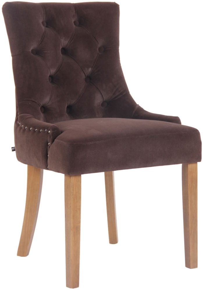 CLP Esszimmerstuhl Aberdeen Samt mit Gestell aus Kautschukholz und Sitzhöhe von 50 cm,braun antik-hell Bild 1