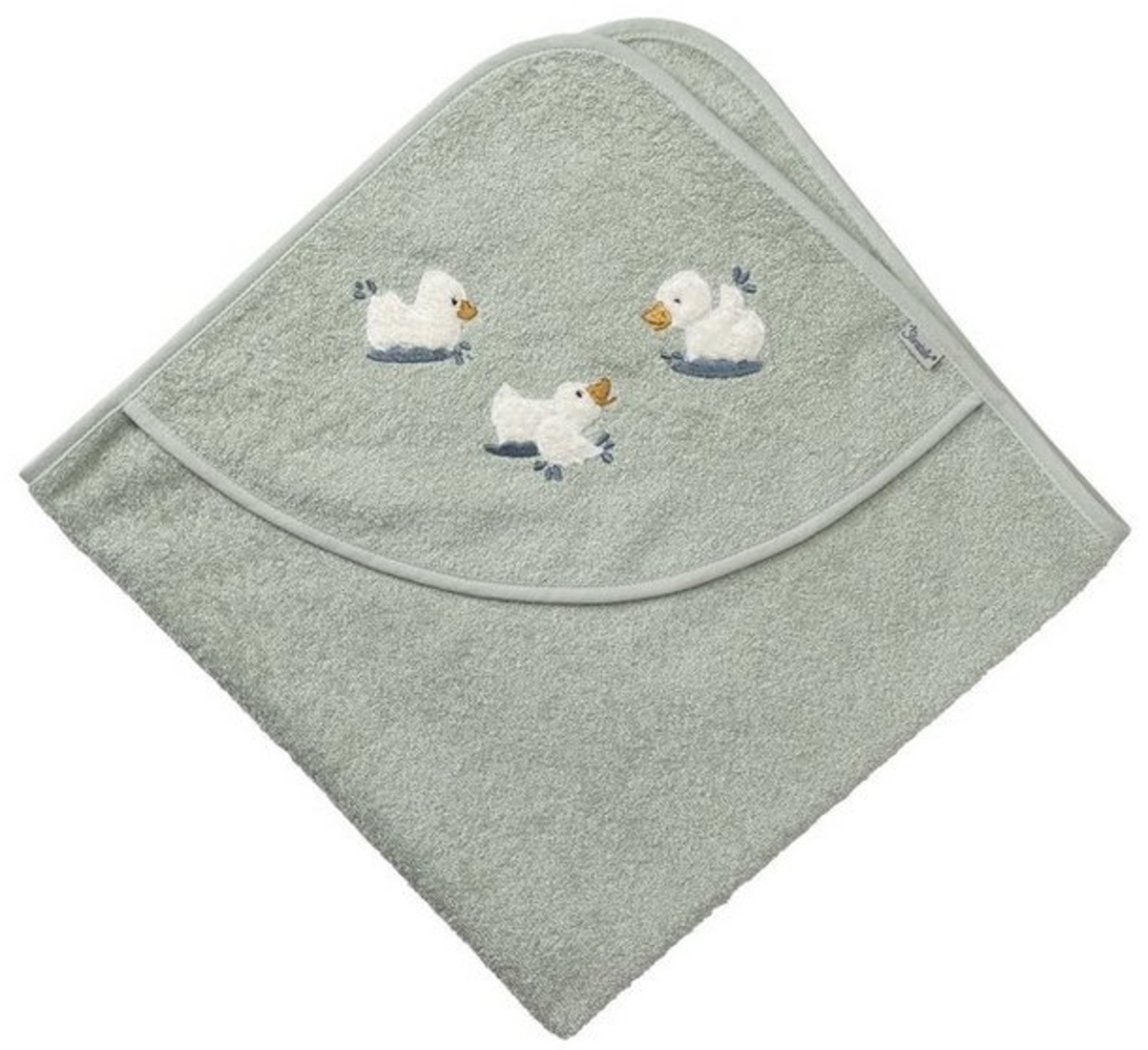 Sterntaler Kapuzen Badetuch aus uni Frottee 80x80 cm mit Applikation Ente Edda Lou, Bild 1