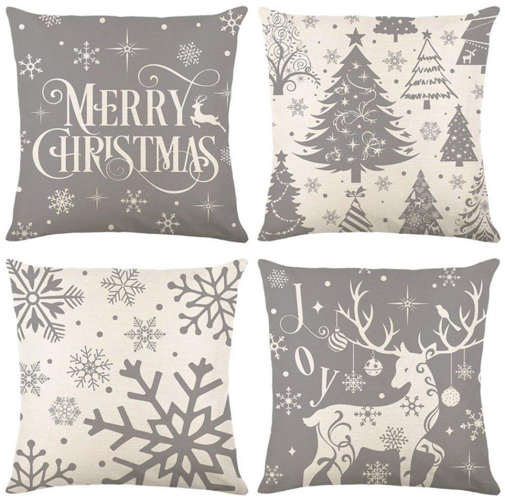 Qelus Kissenbezüge Weihnachten Kissenbezug 4er Set Kissenbezüge 45x45cm Dekokissen Deko, für Sofa Couch Bild 1