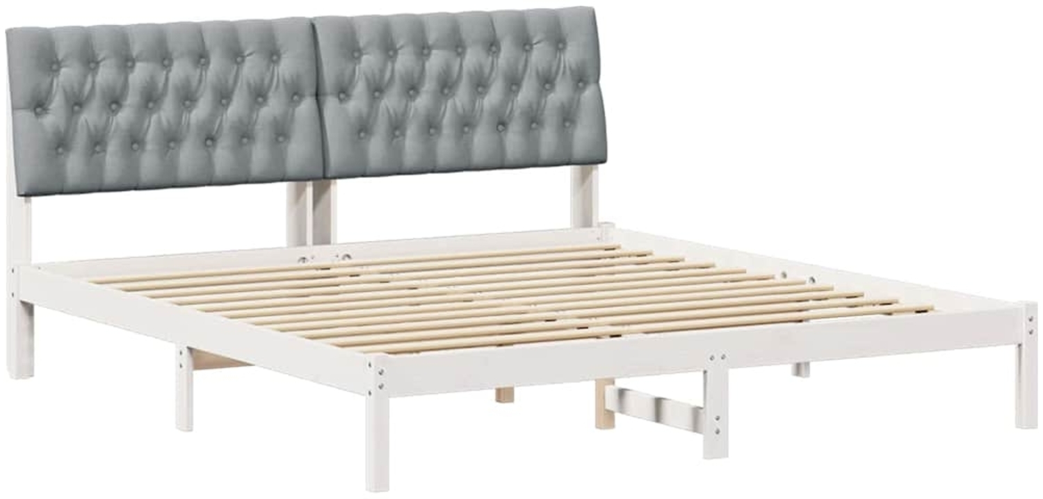 vidaXL Bettgestell mit gepolstertem Kopfteil Weiß 180 x 200 cm 3394387 Bild 1
