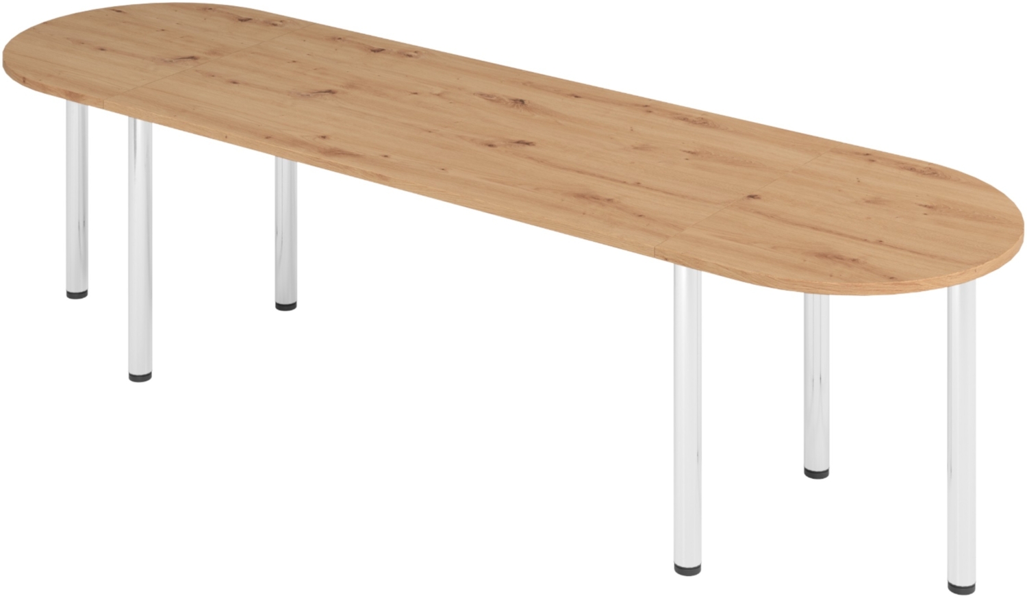 bümö Konferenztisch oval 280x80 cm großer Besprechungstisch in Asteiche, Besprechungstisch mit Chromfüßen, Meetingtisch für 8 Personen, Tisch für Besprechungsraum & Meeting, SETK2-R-C Bild 1