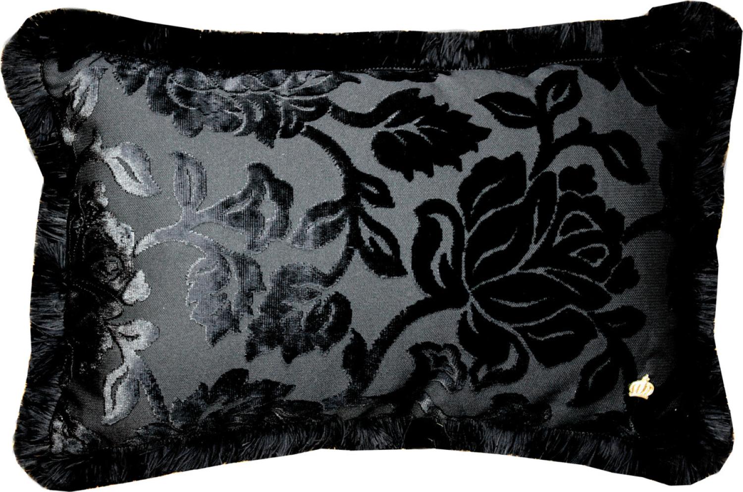 Luxus Kissen Pompöös by Casa Padrino von Harald Glööckler Elegance Collection Barock Muster Schwarz / Schwarz 35 x 55 cm - Luxuskissen Bild 1