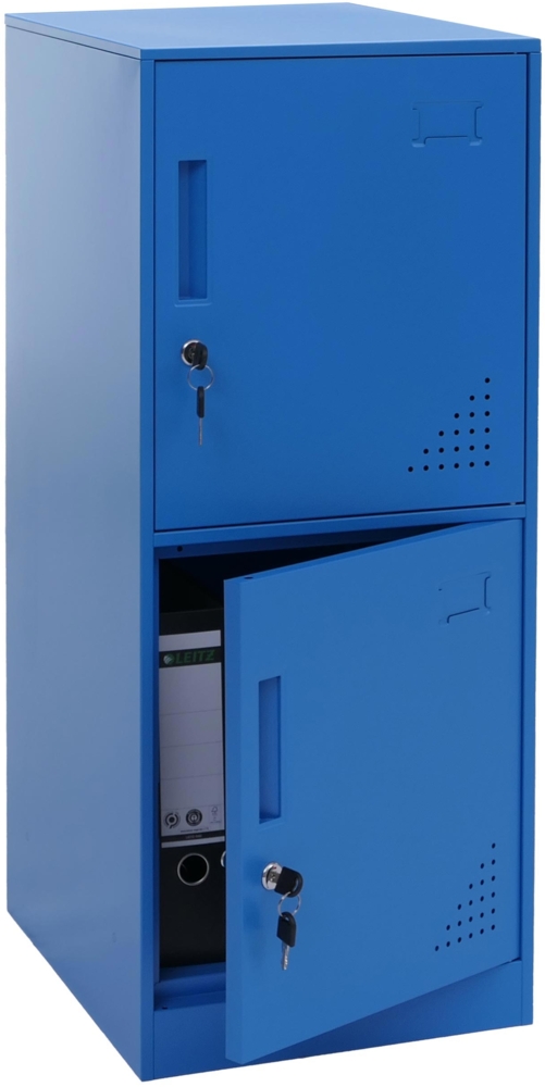 Spind HWC-P63, Schließfach Wertfachschrank Schließfachschrank 2 Türen, 90x38x45cm Stahl ~ blau Bild 1