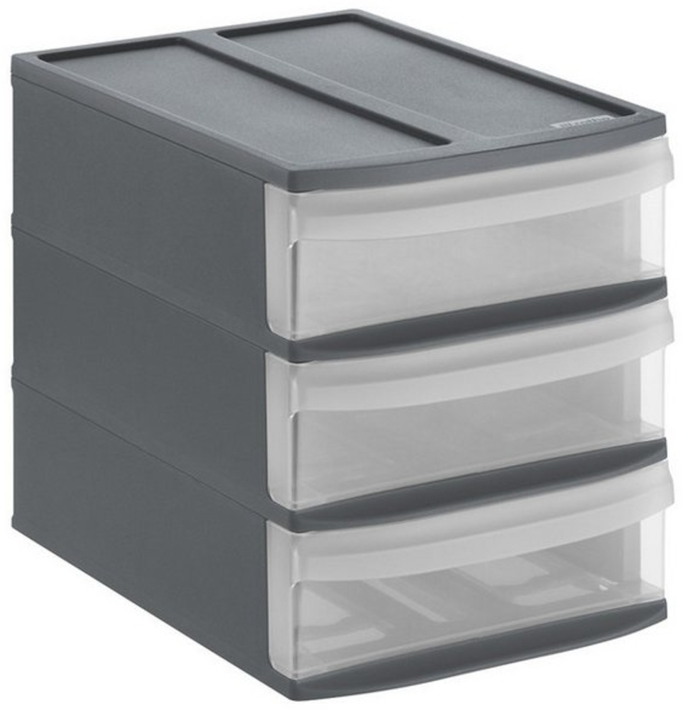 Rotho Schubladenbox Tower Systemix S 3 Schübe anthrazit Ablagebox Briefablage Bild 1