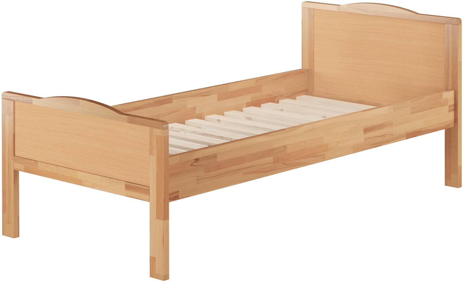 Erst-Holz Seniorenbett Einzelbett extra hoch 100x200 Buchebett Holzbett Massivholz natur Rollrost 60. 70-10 Bild 1