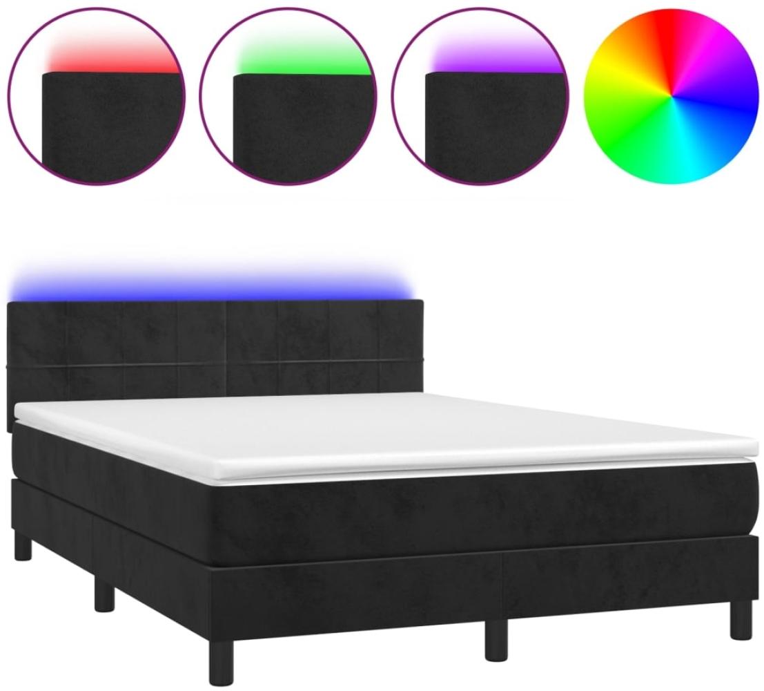 vidaXL Boxspringbett mit Matratze & LED Schwarz 140x200 cm Samt 3134407 Bild 1