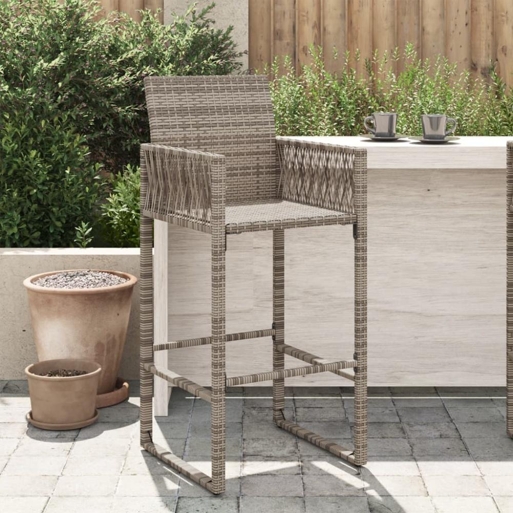 vidaXL Garten-Barhocker 2 Stk. Grau Poly Rattan 368704 Bild 1