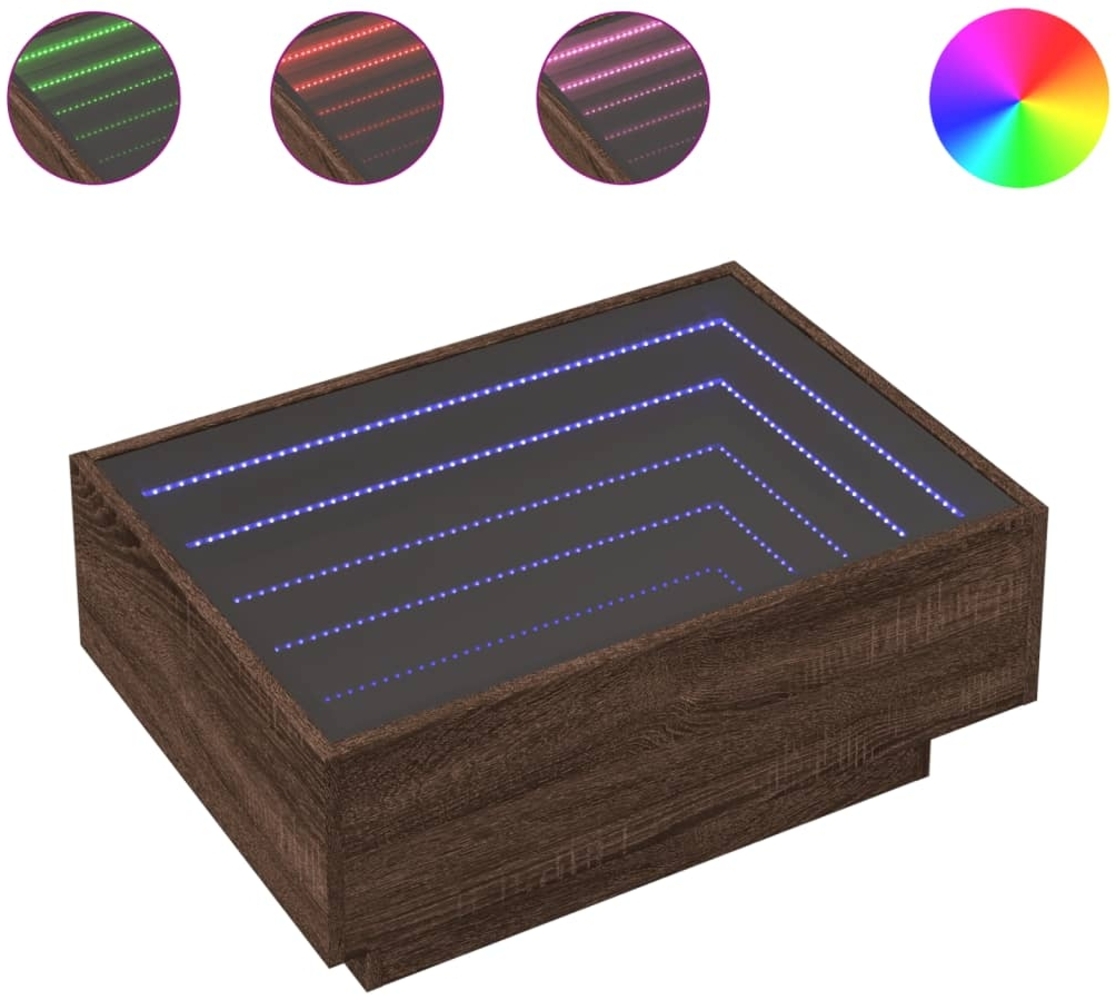 vidaXL LED-Couchtisch Braun Eichen-Optik 70x50x30 cm Holzwerkstoff 847517 Bild 1