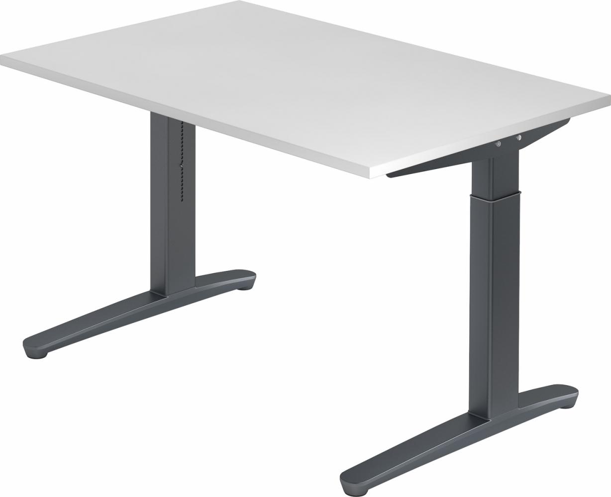 bümö® Design Schreibtisch XB-Serie höhenverstellbar, Tischplatte 120 x 80 cm in weiß, Gestell in graphit Bild 1