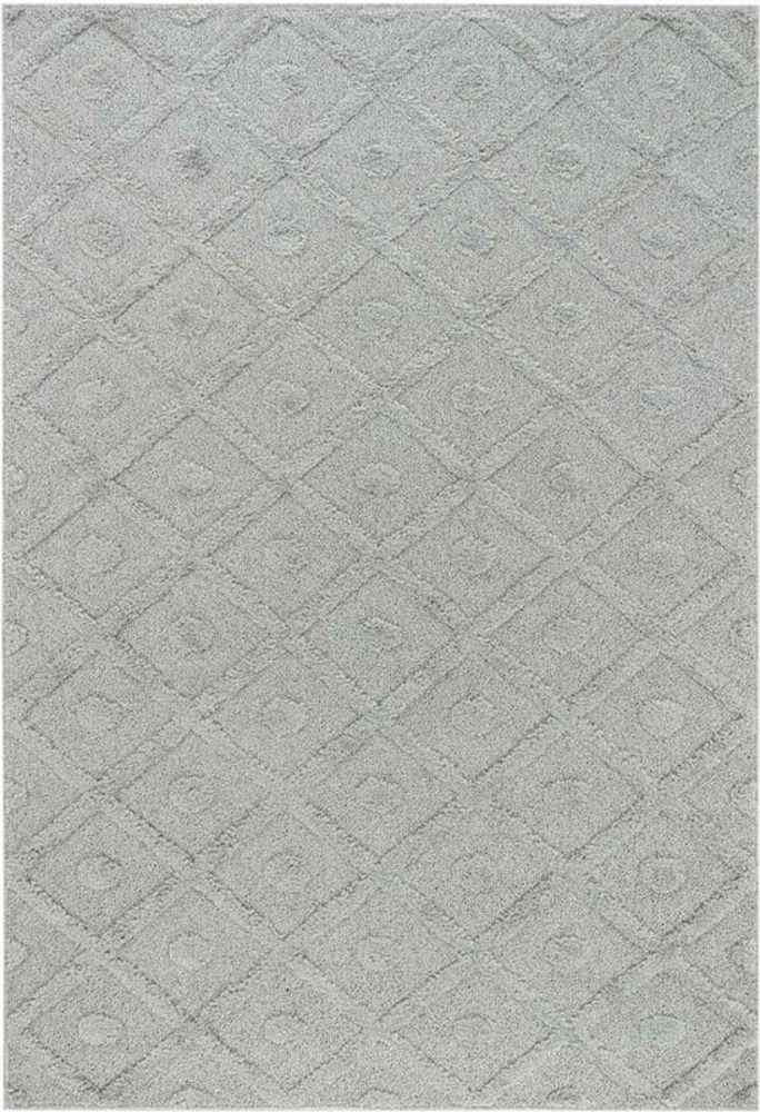 TaraCarpet Designteppich Designerteppich Tokio hoch-tief Struktur Rauten uni, rechteckig, Höhe: 20 mm, moderner scandi BOHO grau Wohnzimmer Schlafzimmer Flur 080x150 cm Bild 1