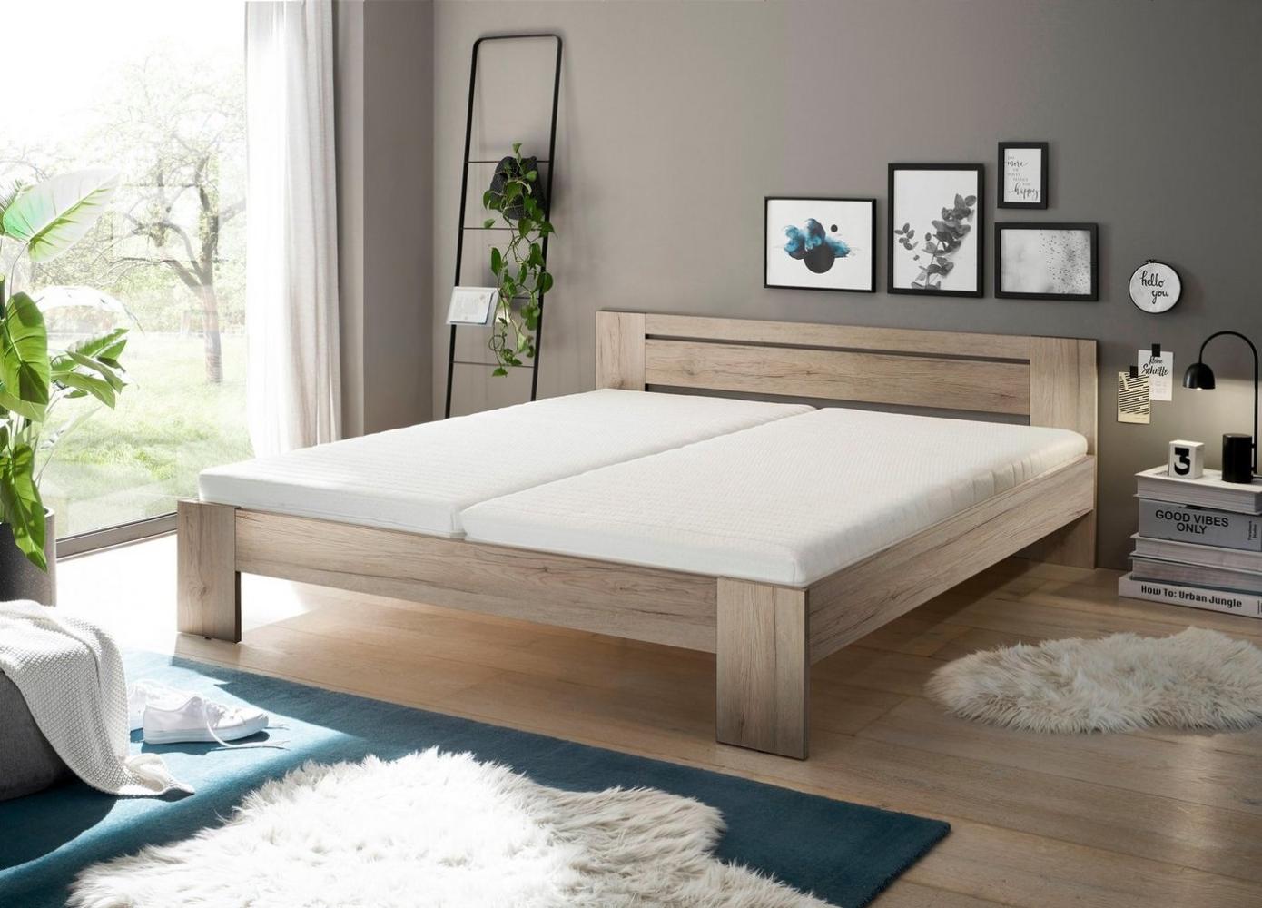 CANNES Futonbett 180 x 200 cm - Minimalistisches Doppelbett in Eiche San Remo Optik - 185 x 71 x 204 cm (B/H/T) Bild 1