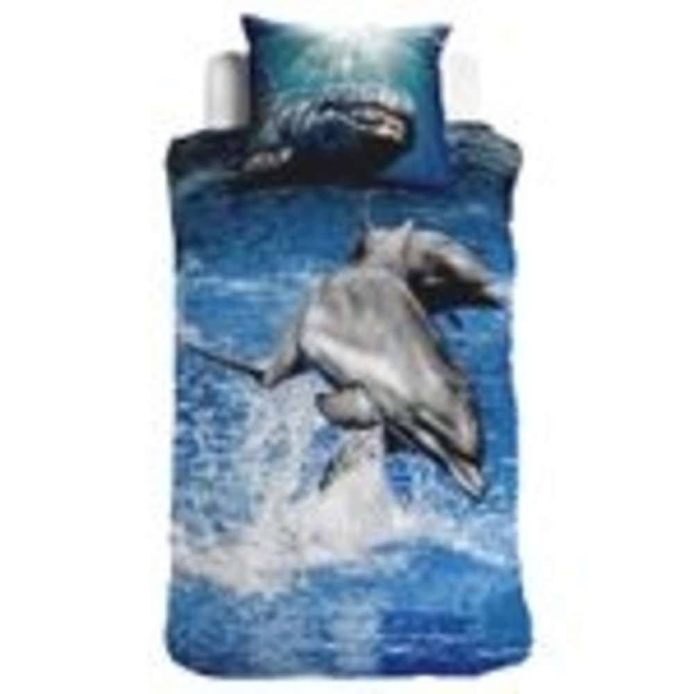 ESPiCO Sleep and Dream Bettwäsche Delphin 3D Digitaldruck blau Baumwolle 135 x 200 + 80 x 80 cm Bild 1