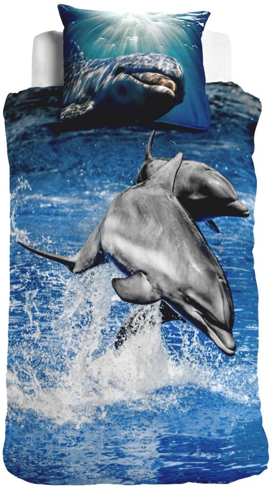 ESPiCO Sleep and Dream Bettwäsche Delphin 3D Digitaldruck blau Baumwolle 135x200 + 80x80 cm Bild 1