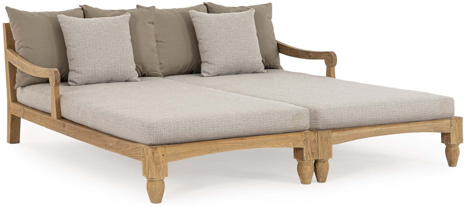 Daybed Bali aus Teakholz, Hellgrau Bild 1