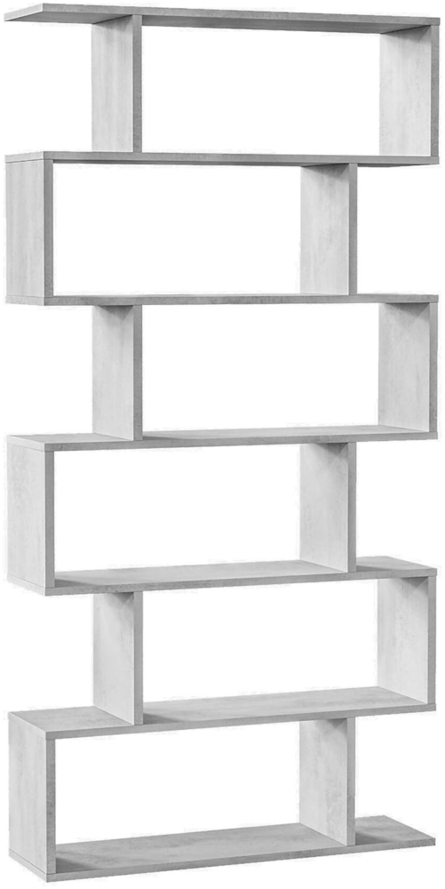 Dmora Ataman Bücherregal, Hohes doppelseitiges Bücherregal, Trennregal mit 5 Regalen, Modernes Büroregal, 80x24h192 cm, Betongrau Bild 1