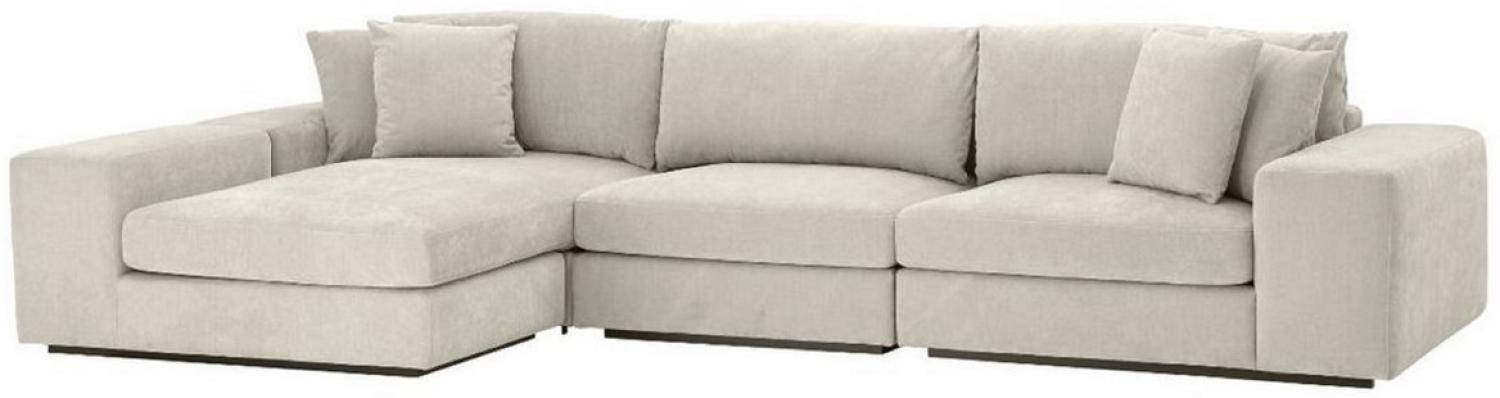 Casa Padrino Luxus Ecksofa Sandfarben / Schwarz 380 x 200 x H. 90 cm - Wohnzimmer Sofa mit Kissen Bild 1