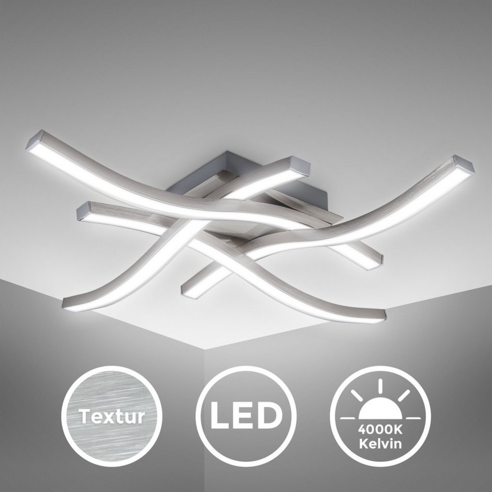 LED Design Decken-Lampe 4-flammig Decken-Leuchte modern Wohnzimmer matt-nickel Bild 1