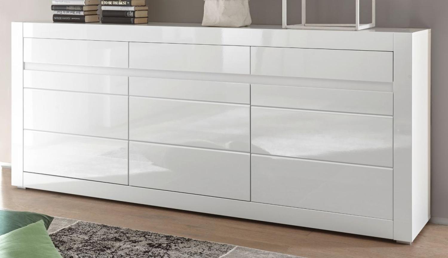 Imv 'Nobile' Sideboard, hochglanz weiß / Stone Design grau, 217 x 90 cm Bild 1