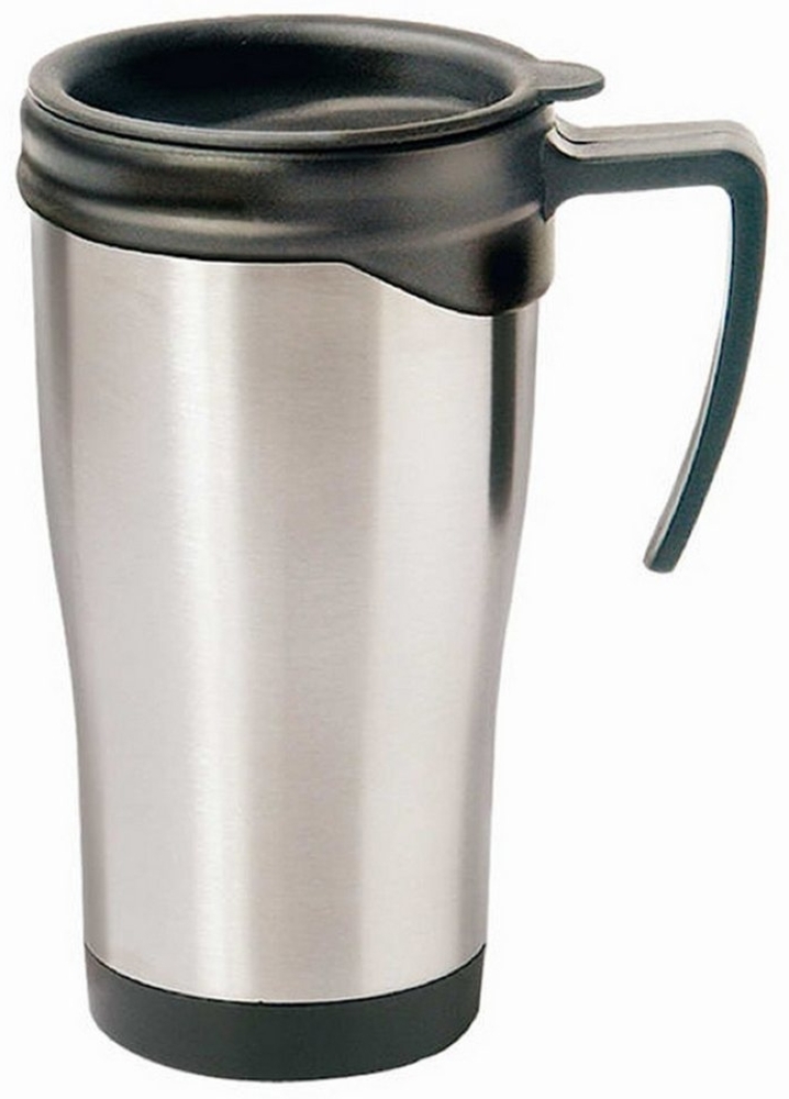 Auto – Isolierbecher „Axel“ 0,4l mattierter Edelstahl Griff und Deckel Bild 1