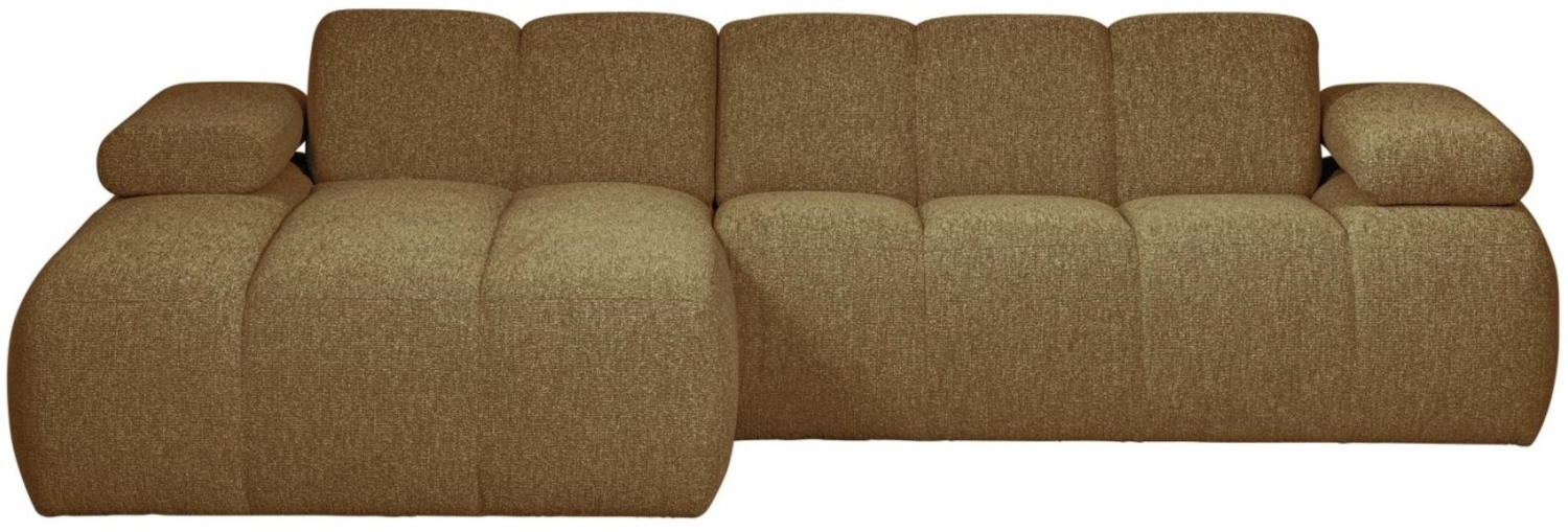 Chaiselongue Mojo aus Boucle-Stoff Links, Gelb/Braun Bild 1