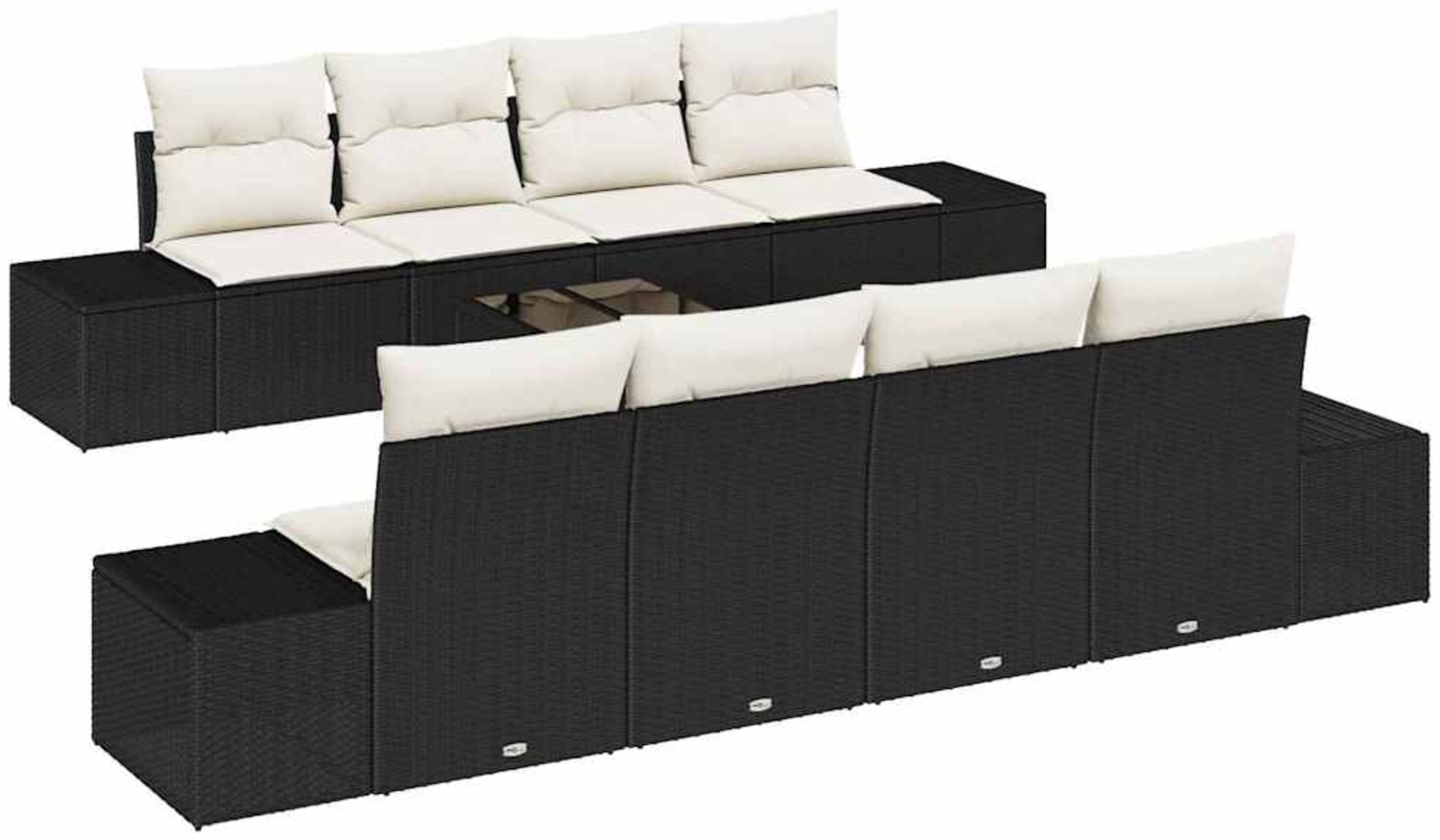 vidaXL Garten-Sofa-Set mit Kissen 8 pcs Schwarz und Creme Poly-Rattan 3355656 Bild 1