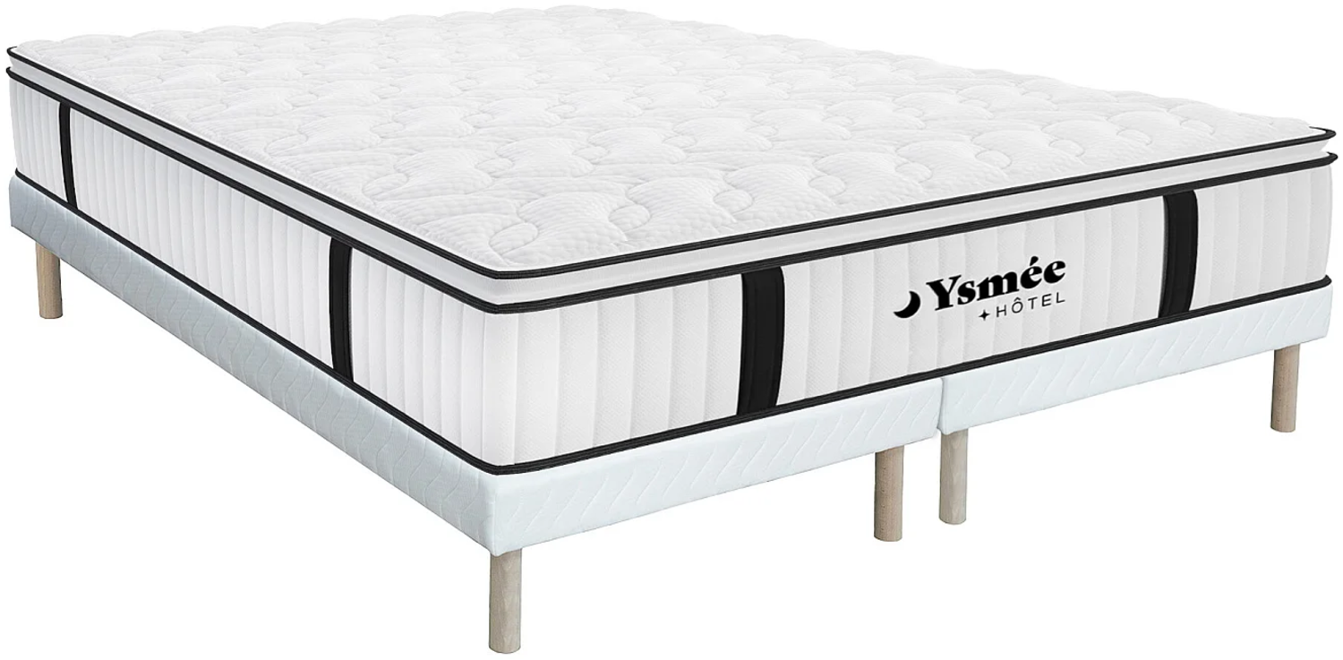 Vente-unique - Taschenfederkernmatratze-Bettgestell-Set - 180 x 200 cm - feuerfest - mit integriertem Topper - Stärke 28 cm - DELICE von YSMÉE HOTEL Bild 1