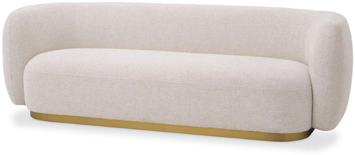 Casa Padrino Luxus Sofa Creme / Messing 223 x 96 x H. 71 cm - Wohnzimmer Sofa - Hotel Sofa - Wohnzimmer Möbel - Hotel Möbel - Luxus Möbel - Luxus Einrichtung - Wohnzimmer Einrichtung Bild 1