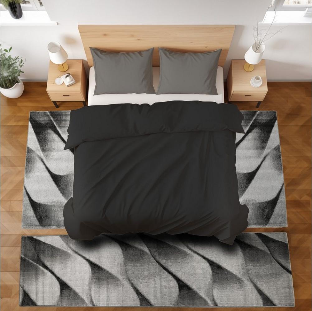 SIMPEX24 Kurzflor-Bettumrandung Abstrakt Wellen Design, Höhe 12 mm, (Bett-Set, 3-tlg, Bettvorlage), Schlafzimmer Teppich Bettumrandung Läufer Set 3 teilig Bild 1