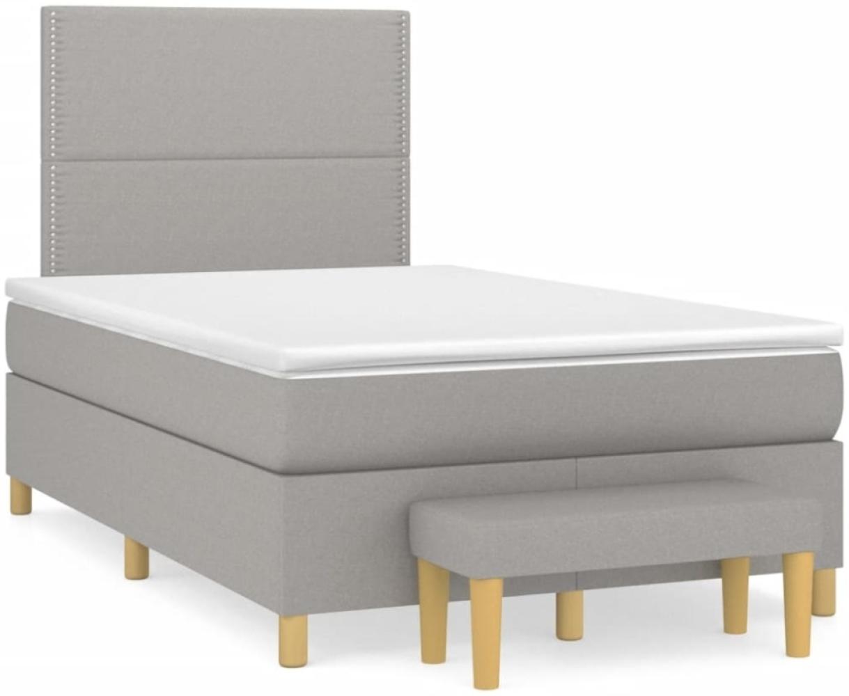 vidaXL Boxspringbett mit Matratze Hellgrau 120x190 cm Stoff 3270397 Bild 1