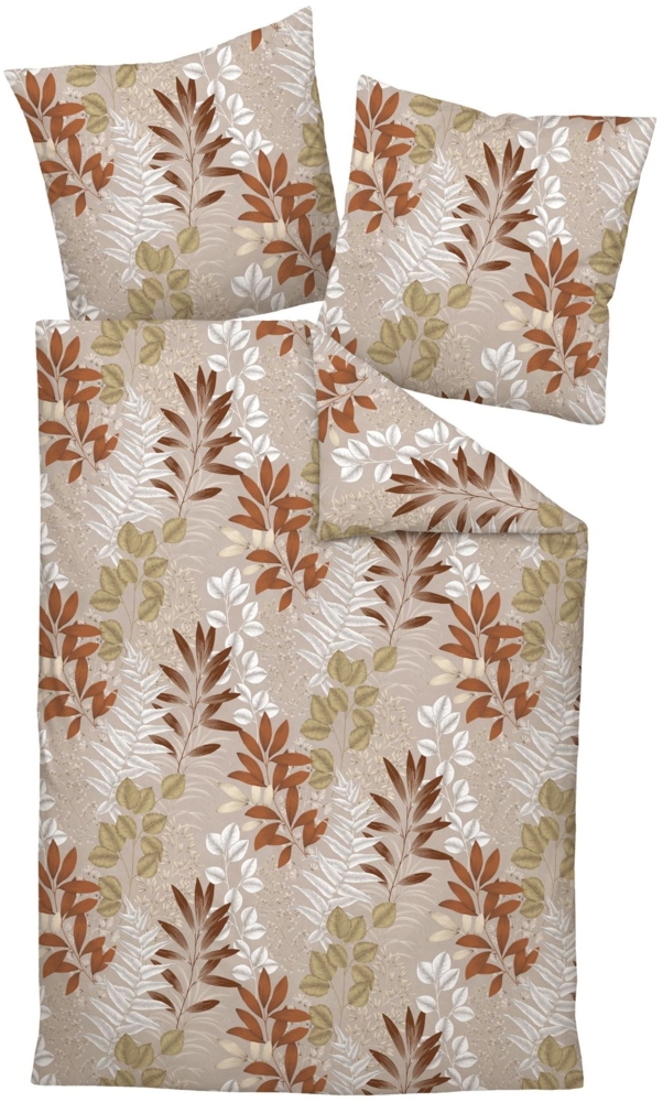 Janine Interlock-Jersey Bettwäsche 135 x 200 cm 80 x 80 2 teilig CARMEN S 55098-04-500 zedernholz naturell Bild 1