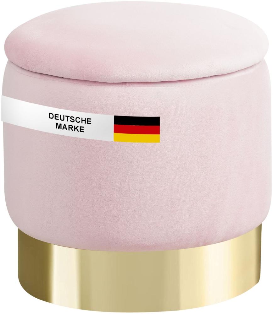 Albatros Hocker mit Stauraum Nizza Sitzhocker mit Stauraum, Modernes Design, Edler Samt-Bezug Sitztruhe Sitzbank mit Stauraum  optimal als Fußhocker Hocker Schminktisch, Rosa Bild 1