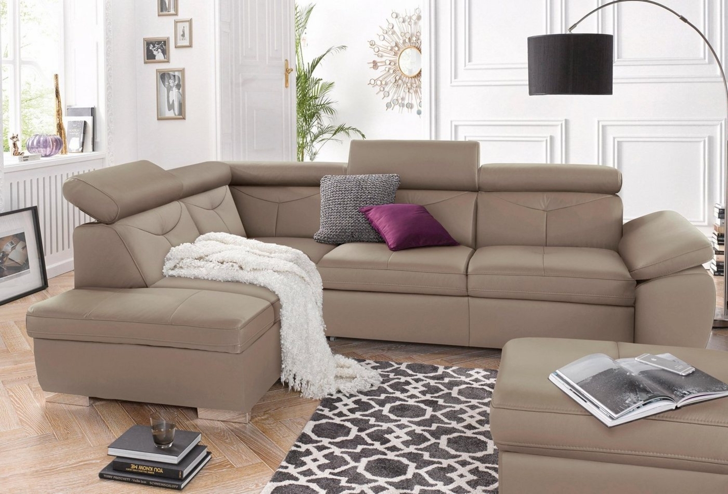 exxpo - sofa fashion Ecksofa Spring, super bequem und komfortabel mit Armteil- und Kopfteilfunktion, wahlweise mit Bettfunktion und Bettkasten, L-Form Bild 1