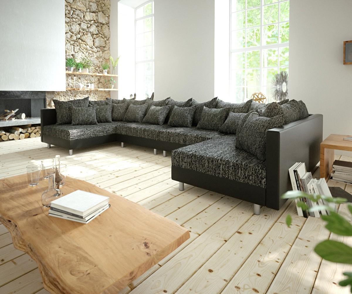 Wohnlandschaft Clovis XL Schwarz Modulsofa erweiterbar Bild 1