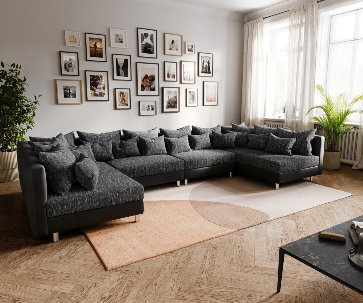 Wohnlandschaft Clovis XL Schwarz Modulsofa erweiterbar Bild 1