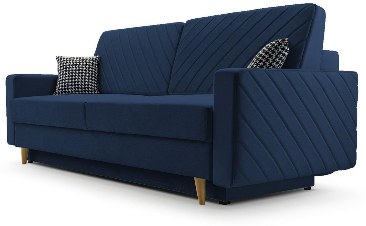 MOEBLO Schlafsofa CALIFORNIA, Sofa aus Samtstoff Couch für Wohnzimmer Sofagarnitur Polstersofa Wohnlandschaft Velours 230x96x97cm, mit Bettkasten und Schlaffunktion Bild 1