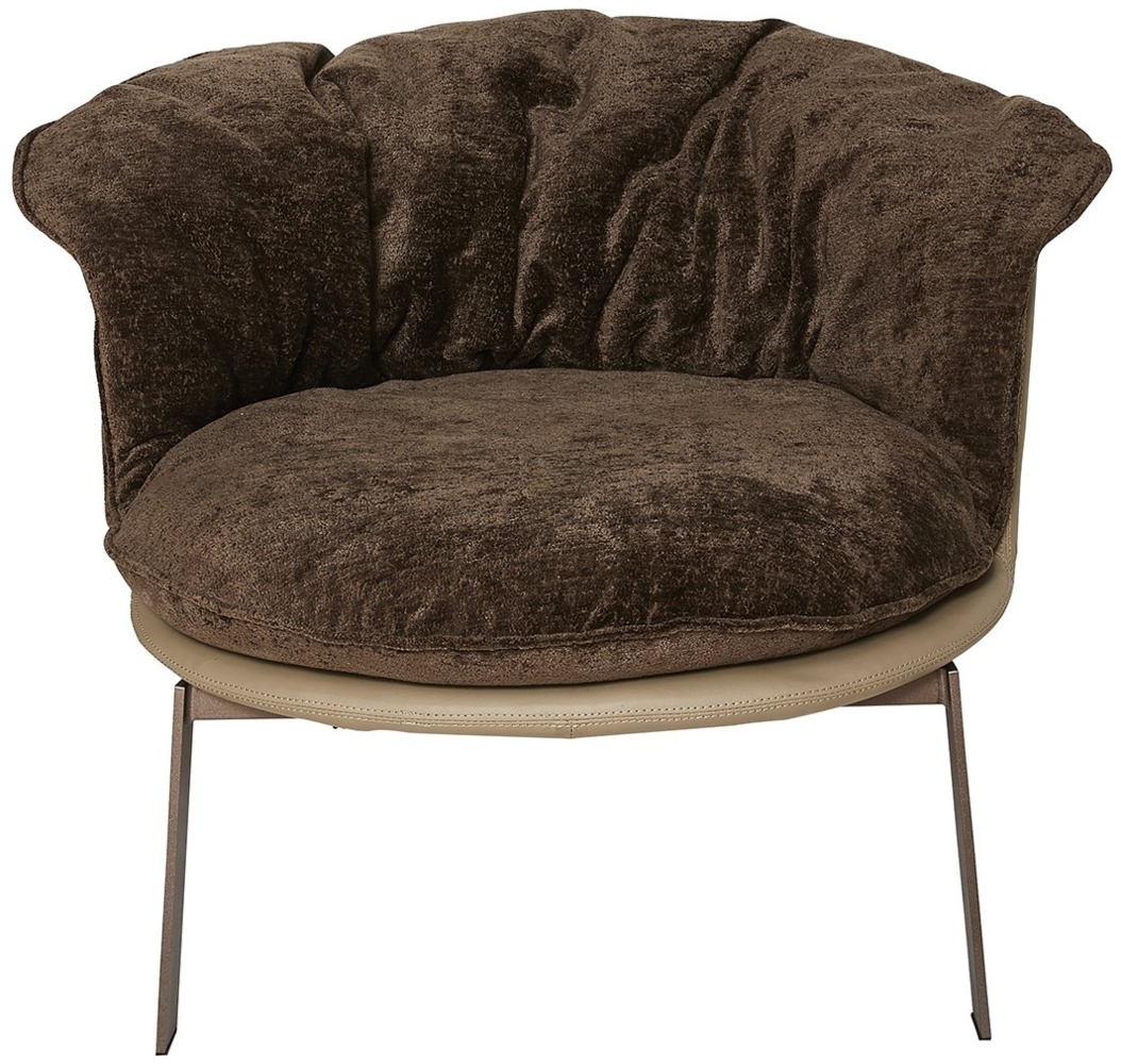 Signature 'BOB' Beigefarbener Vinylsessel mit braunem abnehmbarem Sitz - L83 cm - Braun Bild 1