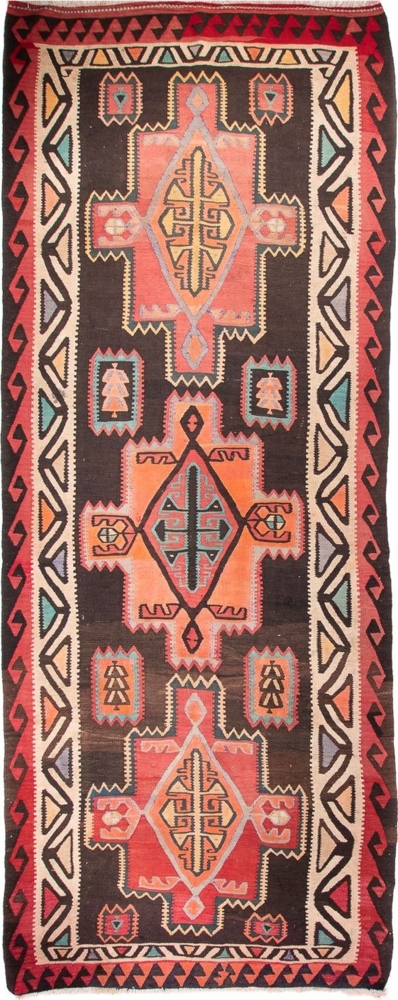 Morgenland Läufer Kelim - Old - 435 x 158 cm - dunkelbraun Bild 1