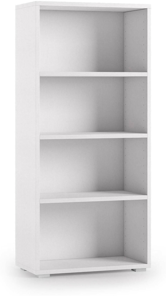 Dmora Bücherregal Aky, Bibliothek mit 3 verstellbaren Regalen, Bücherregal, Wandschrank mit Regalen, 100 % Made in Italy, 60 x 30 x 130 cm, Weiß Bild 1