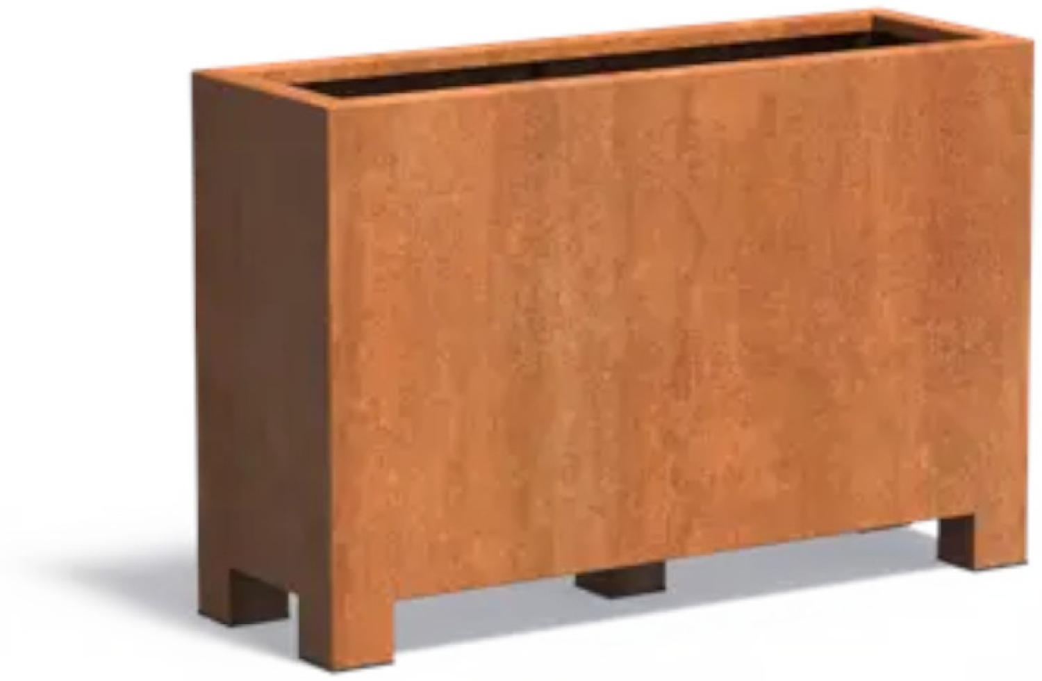 Adezz Pflanzgefäß Carrez mit Füßen aus Corten-Stahl Pflanzkübel Größe 120x40x80 cm Bild 1