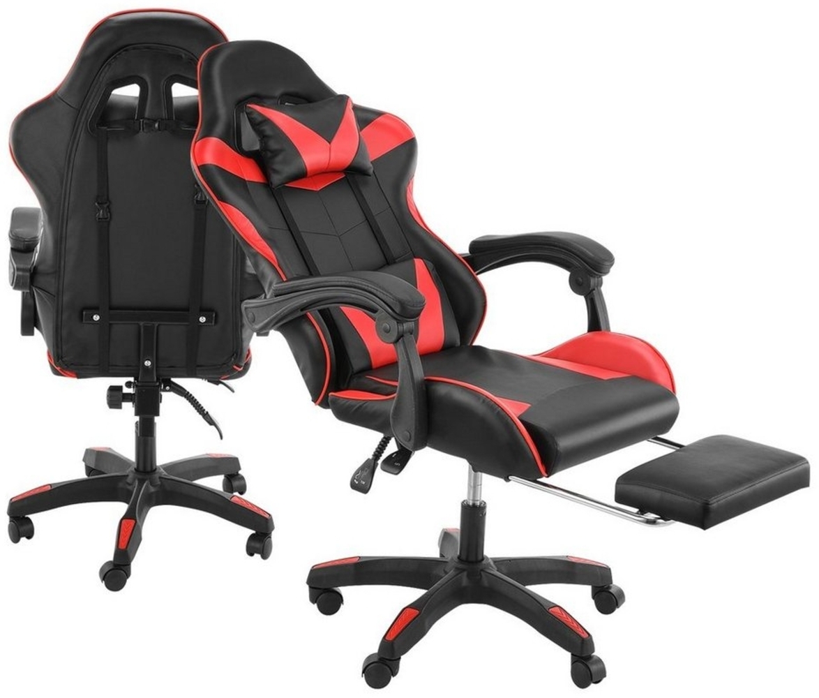 LETGOSPT Gaming Chair Gaming Stuhl Hoher Rückenlehne Bürostuhl PC Ergonomischer Drehstuhl, Gaming Chair Fußstütze Racing-Design,Ergonomischer Bürostuhl, Office Bild 1