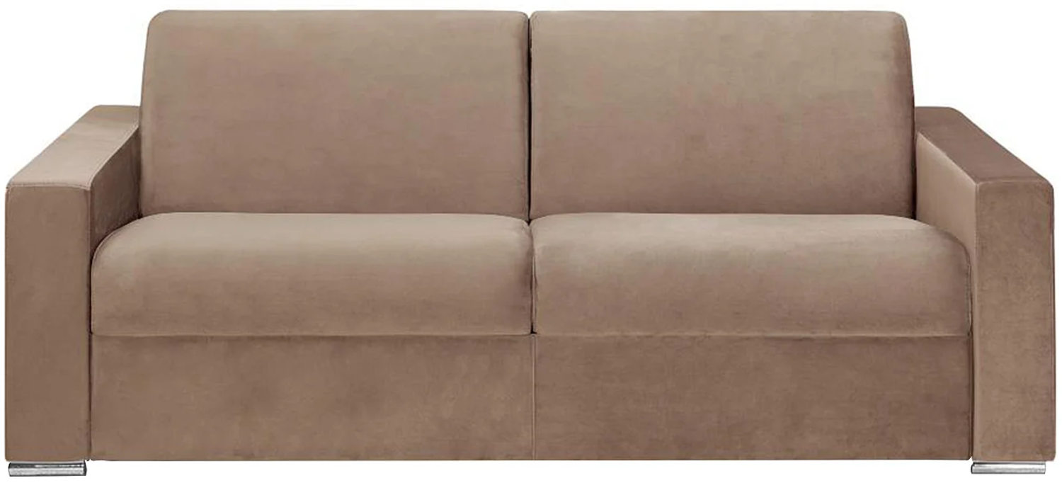 Vente-unique - Schlafsofa mit Matratze 4-Sitzer - Liegefläche: 160 cm - Matratzenhöhe: 14 cm - Samt - Beige - CALITO Bild 1