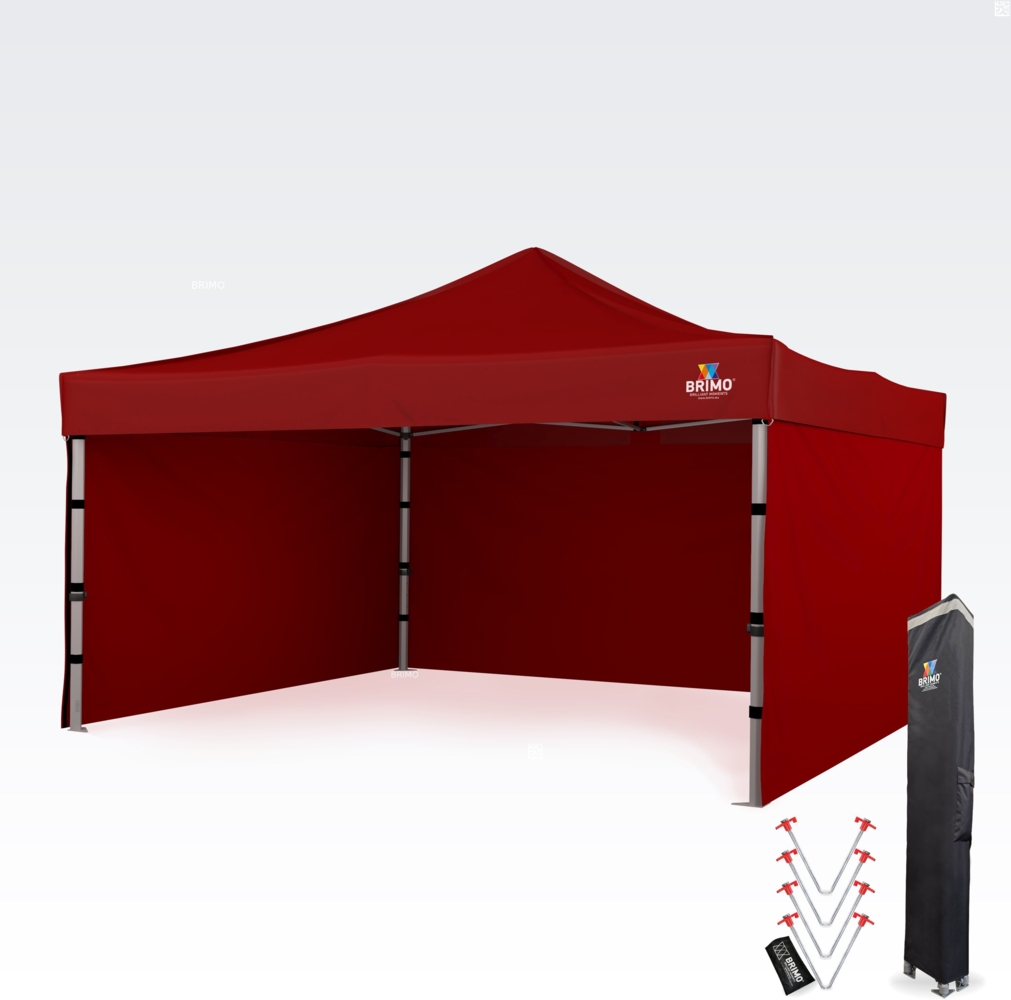 Promozelt 4x4m - mit 3 Wänden - Rot Bild 1