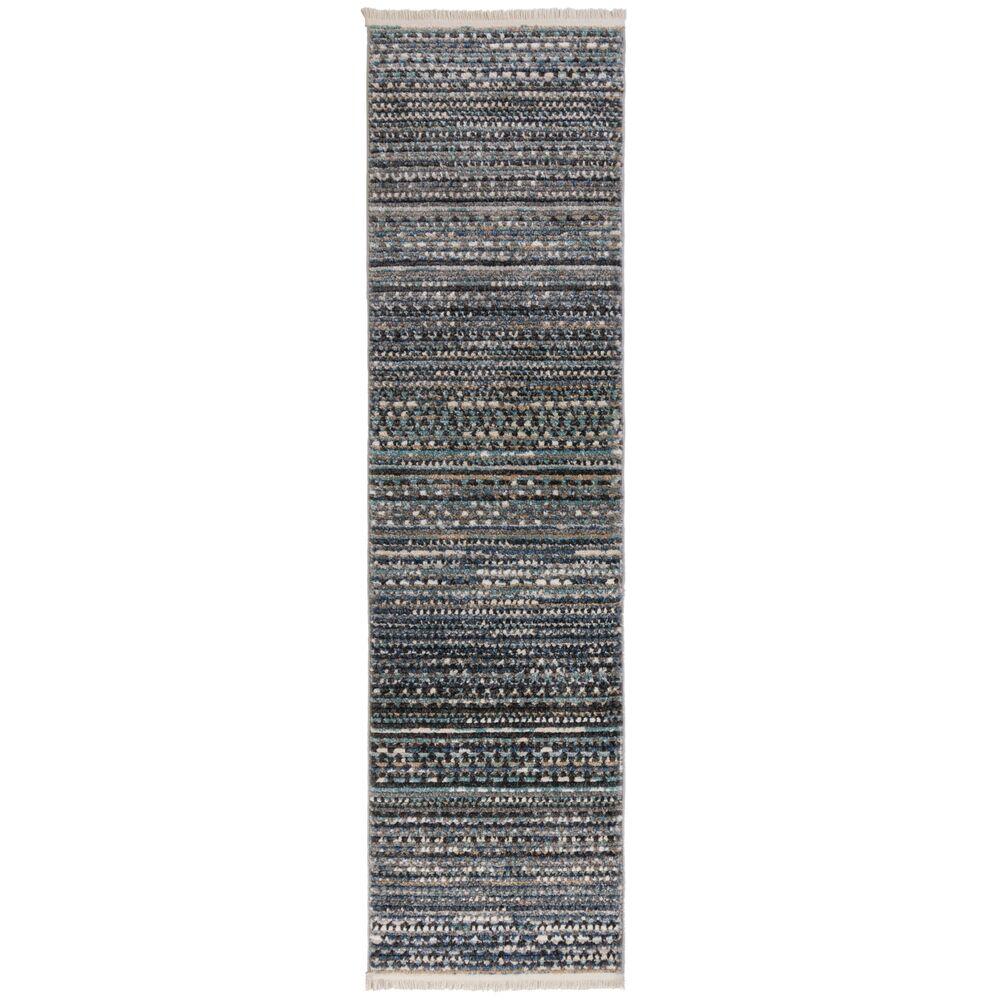 Kadima Design Strapazierfähiger Geometrischer Wohnzimmer-Teppich in Naturfarben - "Perran" Serie. Farbe: Blau, 60x230 cm Bild 1