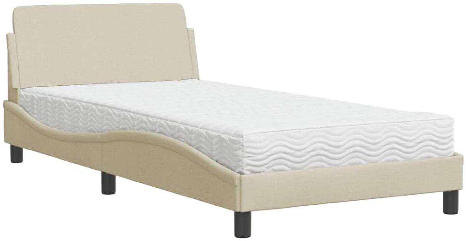 vidaXL Bett mit Matratze "Dover" Creme 100x200 cm Stoff 3208349 Bild 1