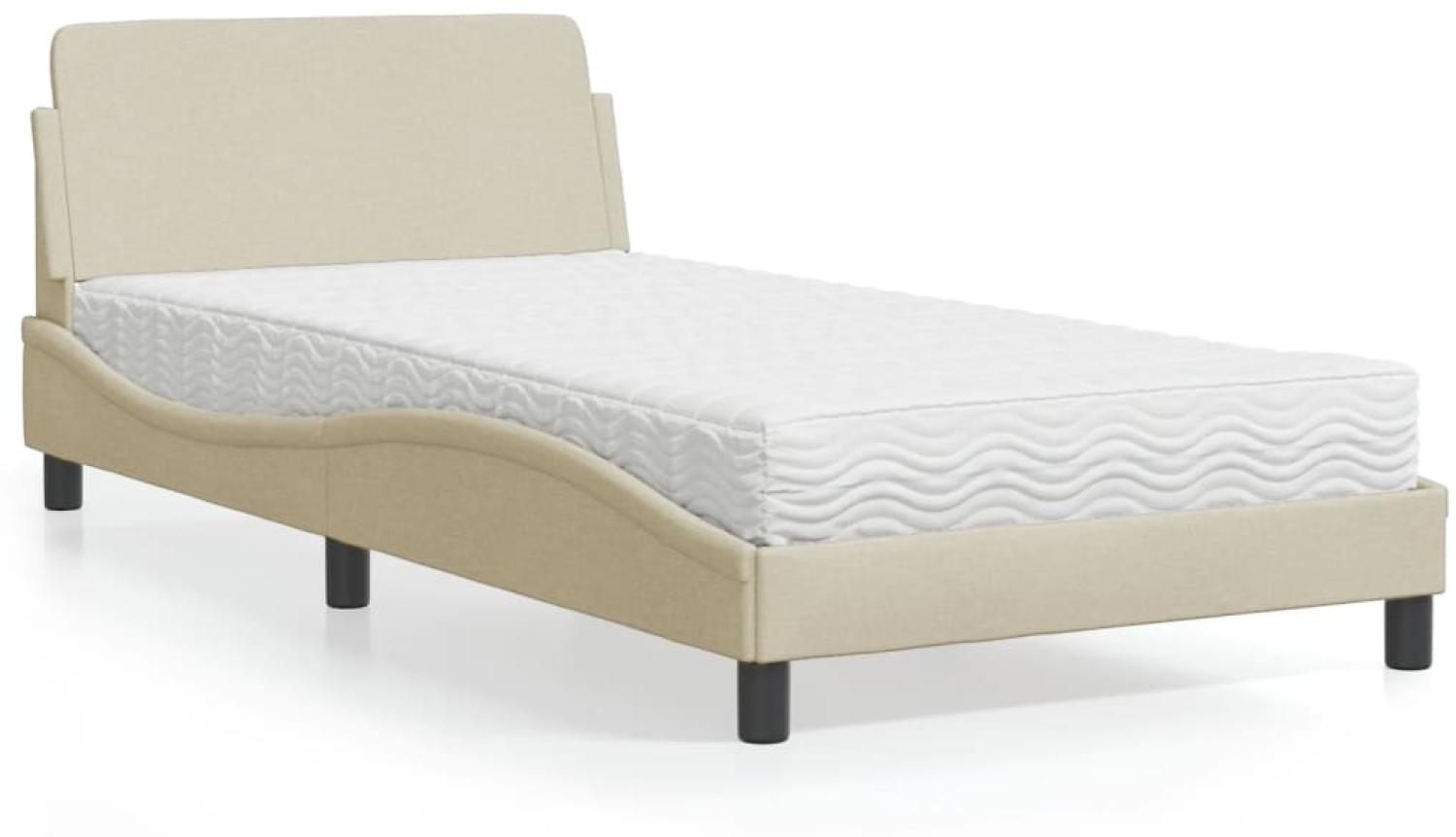 vidaXL Bett mit Matratze Creme 100x200 cm Stoff 3208349 Bild 1