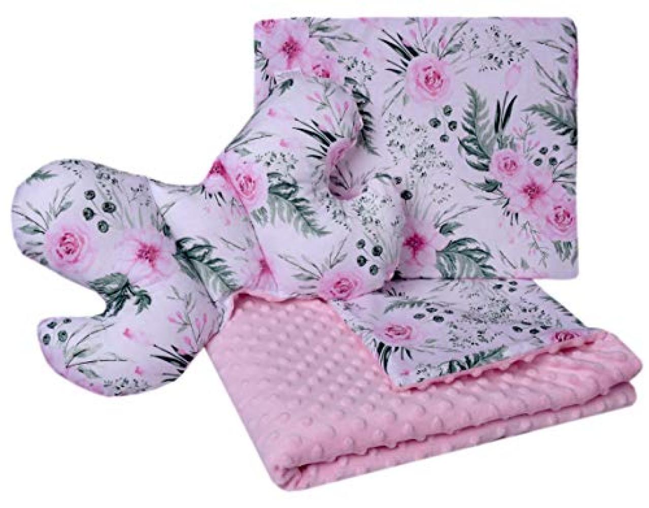 Medi Partners 'Minky' Krabbeldecken-Set 3in1 Blumen rosa 35x30/55x75 cm Bild 1