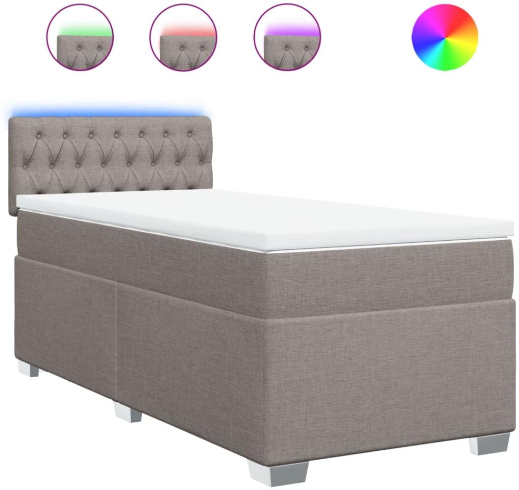 vidaXL Boxspringbett mit Matratze Taupe 90x200 cm Stoff 3288082 Bild 1